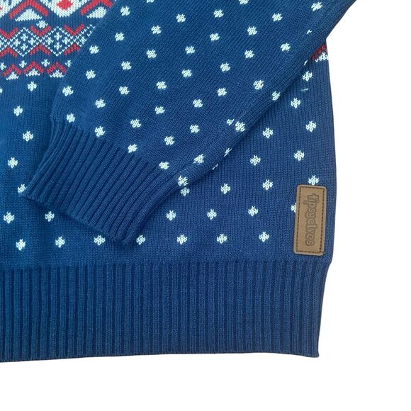 Tipsy Elves Humping Reindeer Ugly Christmas Sweater Men's L Blue Crewneck Funny - Picture 4 of 9